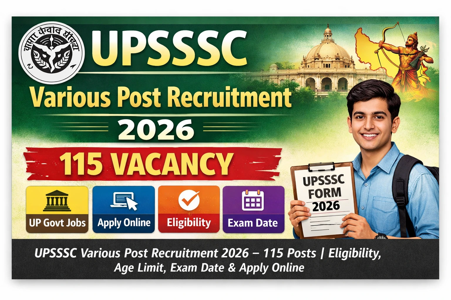 UPSSSC Various Post Recruitment 2026 Notification, 115 Vacancy, UP Government Jobs Apply Online, UPSSSC Form 2026